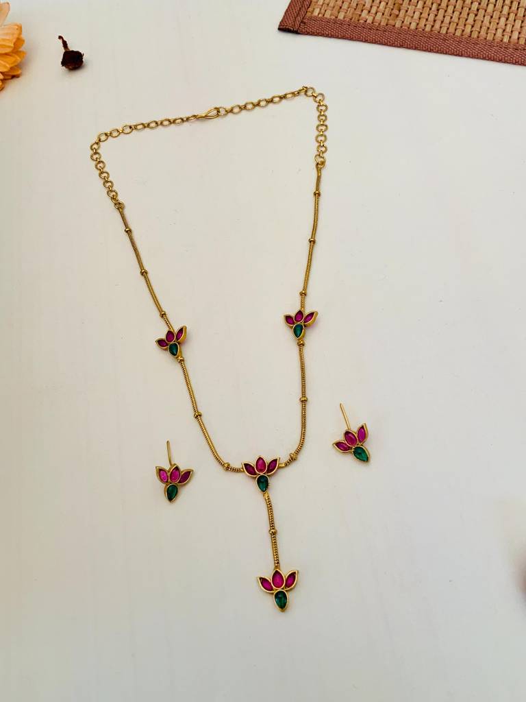 Sophisticated Lotus Gold Plated Necklace : GPSCNCHangingLotus