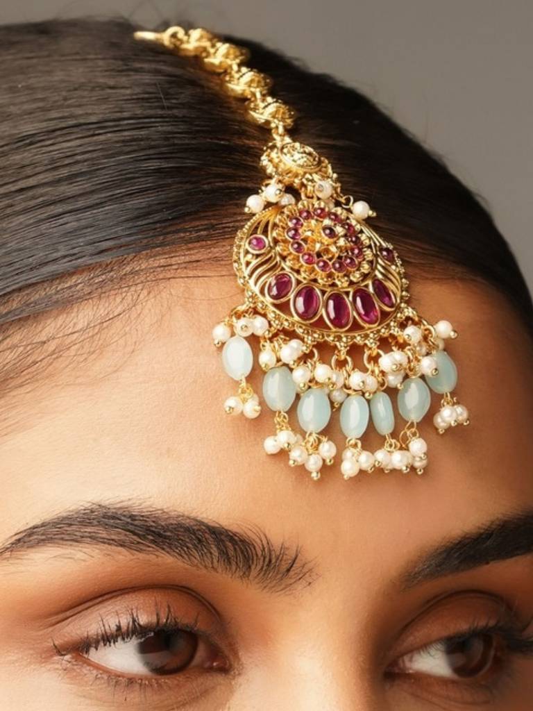 Oversized Maang Tikka Gold Maang Tikka With Side Strings Buy