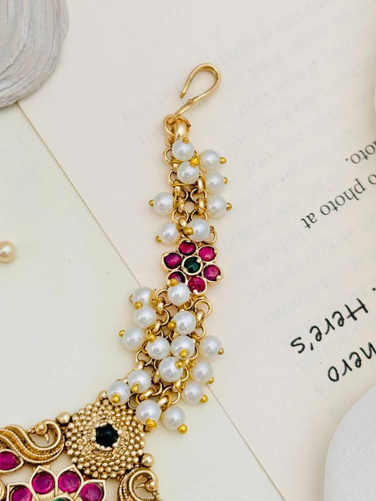Ellite Gold Plated Kempstone Studded Temple Maangtikka-Gptjsgcmg03R02 : GPTJSGCMG03R02