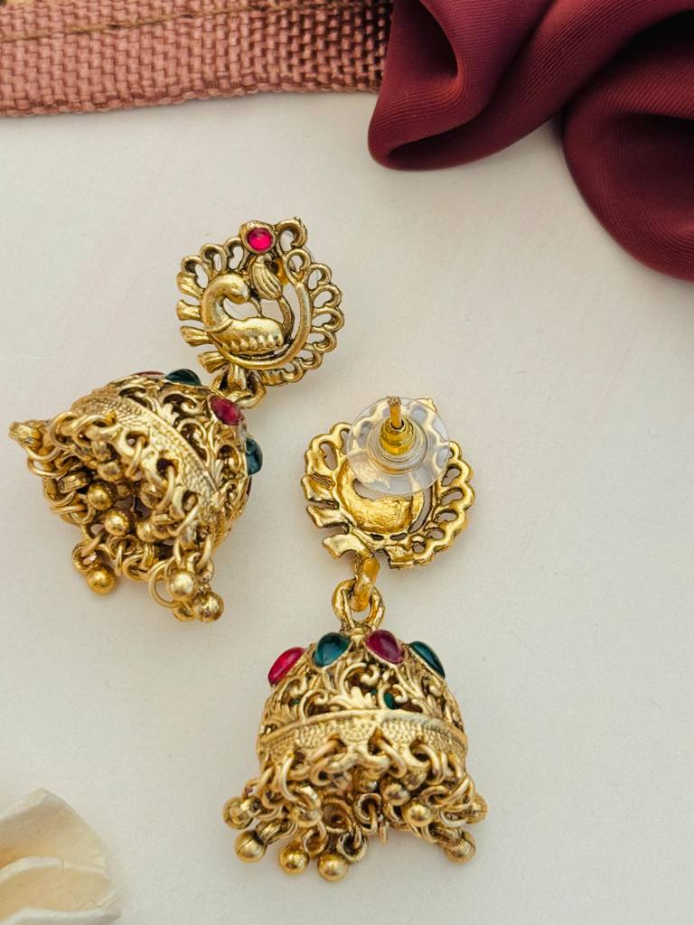 Sophisticated Gold Plated Temple Jewellery Set-Gptjsgcnc09R01 : GPTJSGCNC09R01