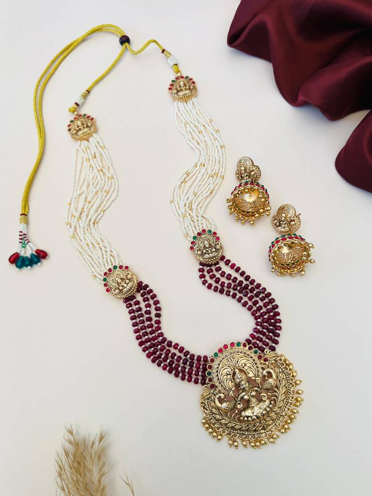 Sophisticated Gold Plated Temple Necklace Set-Gptjsgcnc28R02 : GPTJSGCNC28R02
