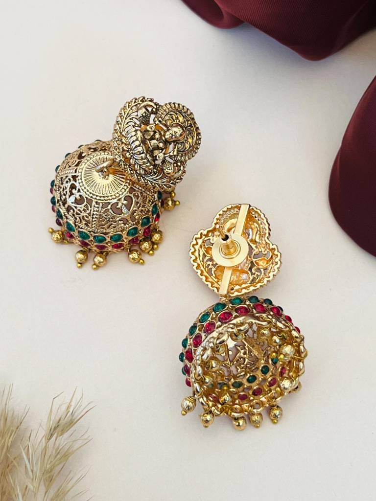 Sophisticated Gold Plated Temple Necklace Set-Gptjsgcnc28R02 : GPTJSGCNC28R02