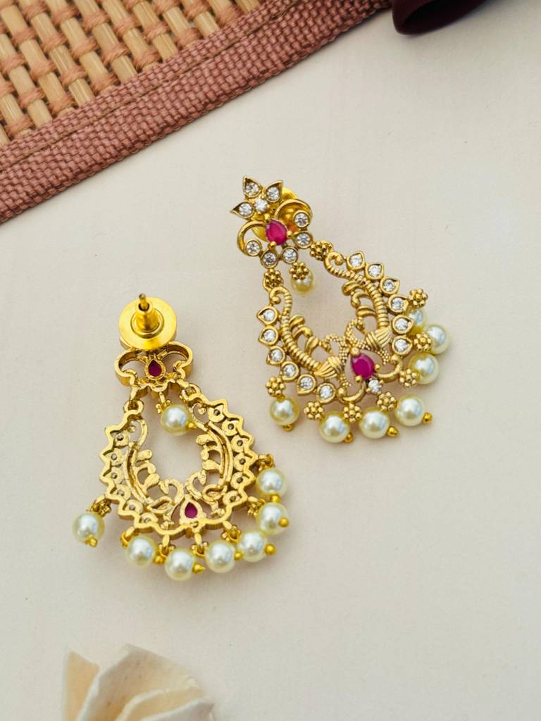 Sophisticated Gold Plated Temple Jewellery Set-Gptjvsmnc01R01 : GPTJVSMNC01R01