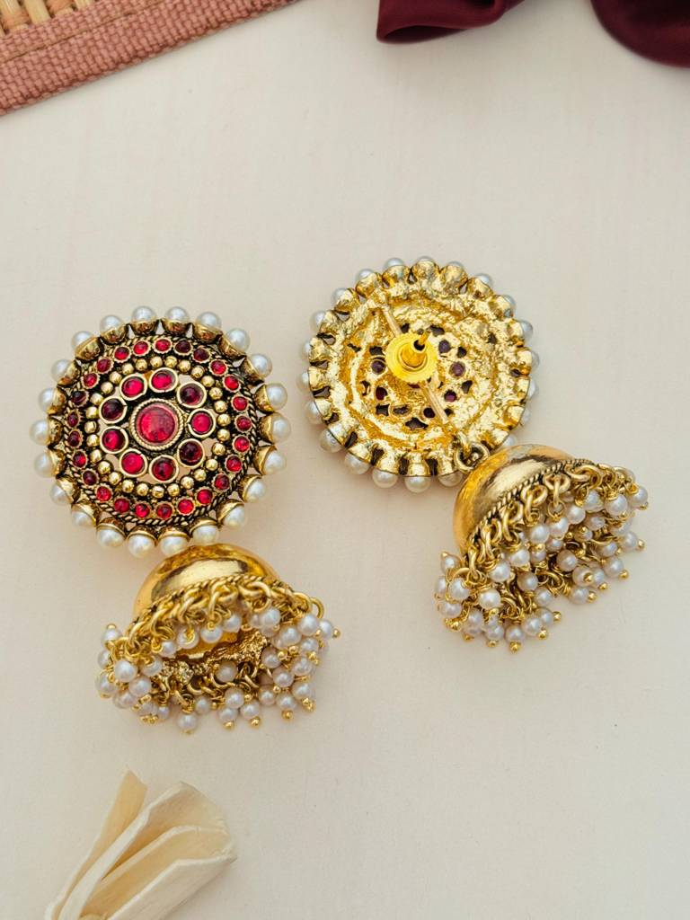 Sophisticated Gold Plated Temple Jewellery Set-Gptjvsmnc02R01 : GPTJVSMNC02R01