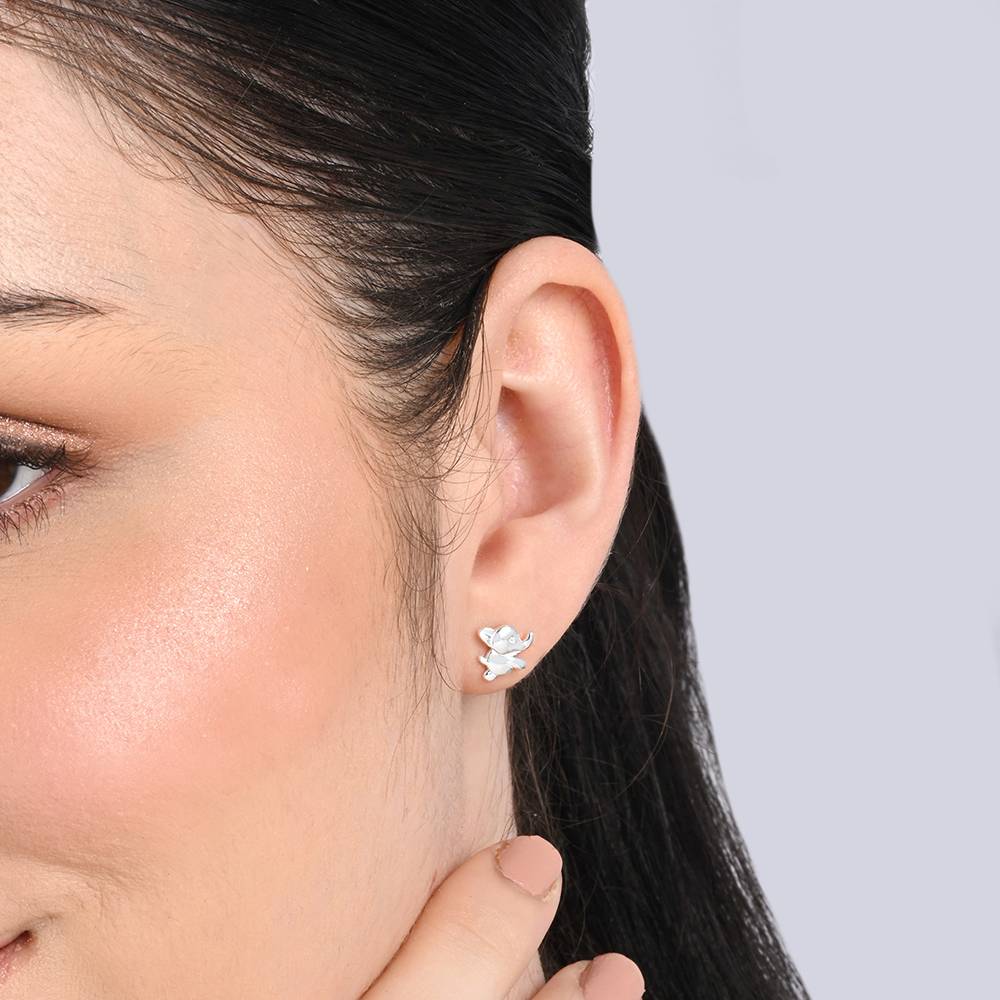 Silver Elephant Earrings : GQER956