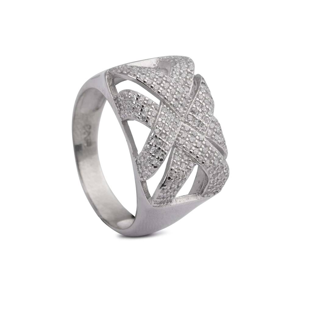 Divine Crosshatch Cz Elegance Men'S Ring : GR45