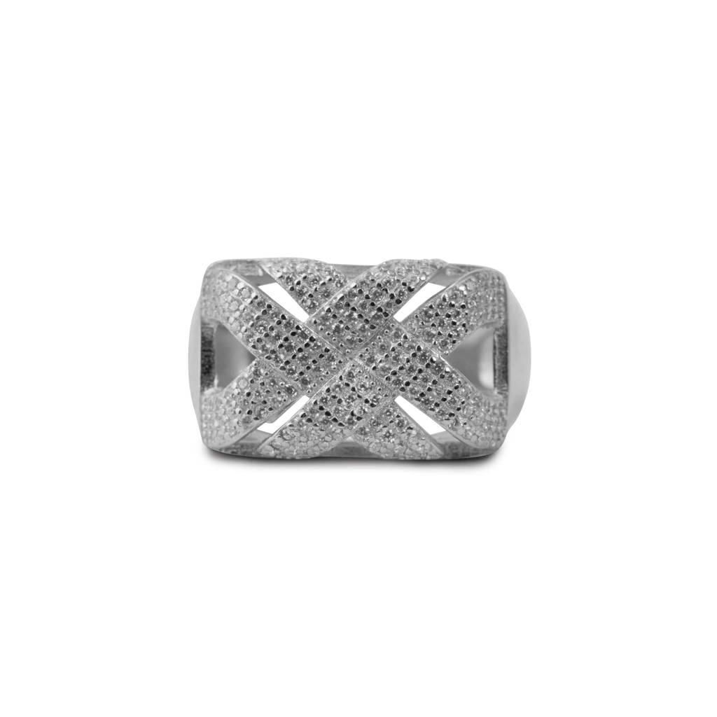 Divine Crosshatch Cz Elegance Men'S Ring : GR45