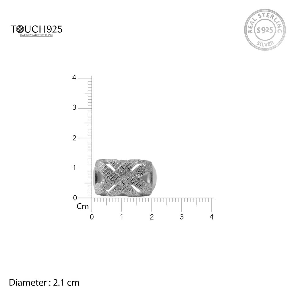 Divine Crosshatch Cz Elegance Men'S Ring : GR45