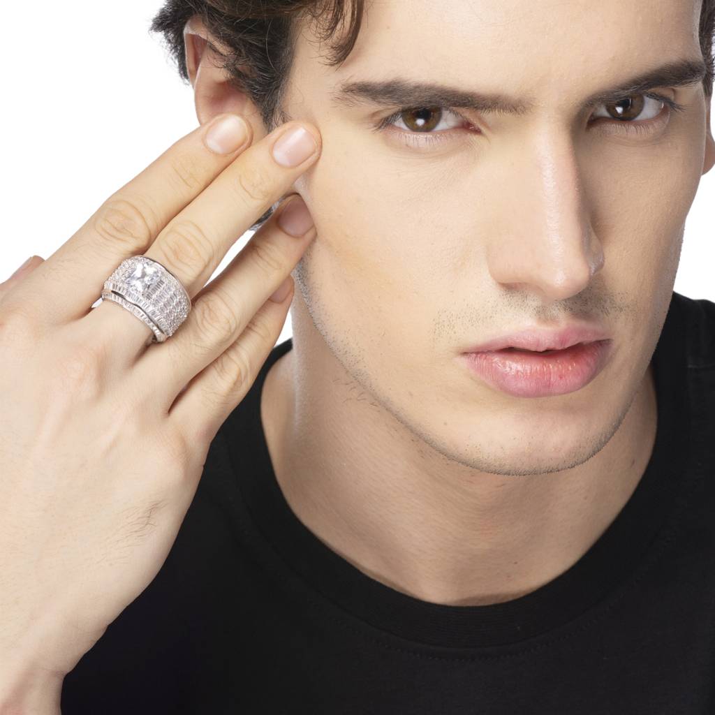 Majestic Spectrum Cz Silver Men'S Ring : GR69