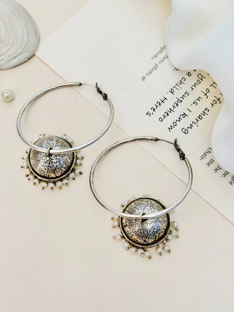 Elegant German Silver Plated Hoop Earrings-Gsearringej50R01 : GSEarringEJ50R01