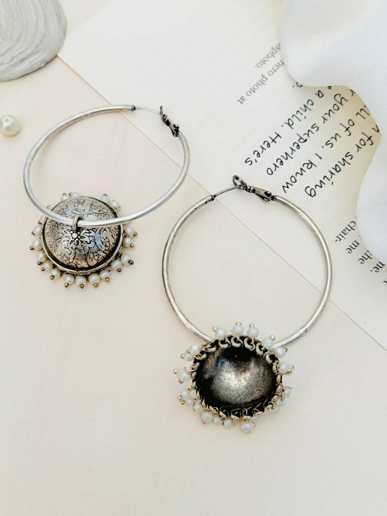 Elegant German Silver Plated Hoop Earrings-Gsearringej50R01 : GSEarringEJ50R01