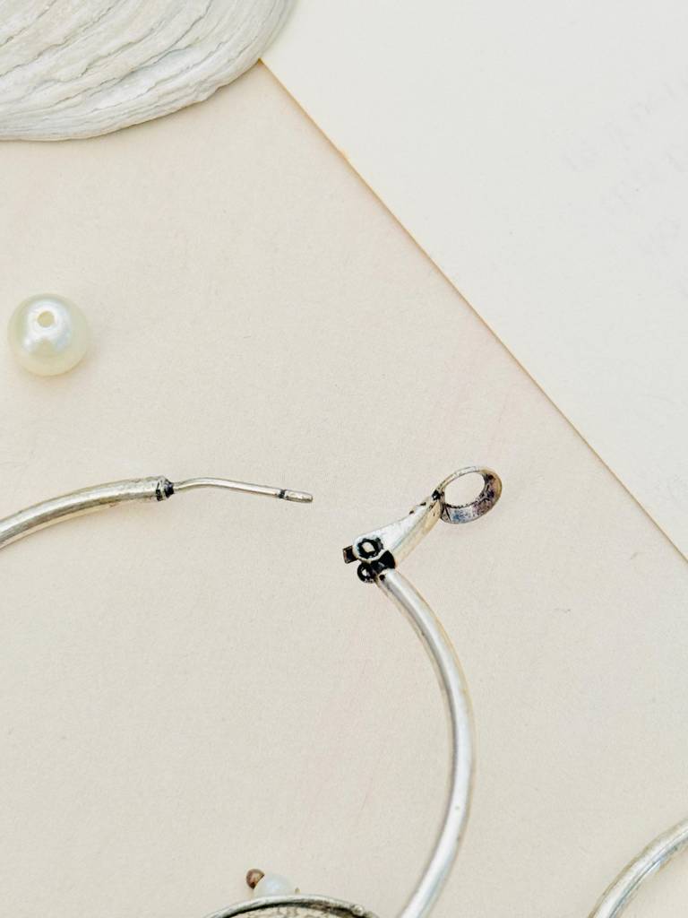 Elegant German Silver Plated Hoop Earrings-Gsearringej50R01 : GSEarringEJ50R01