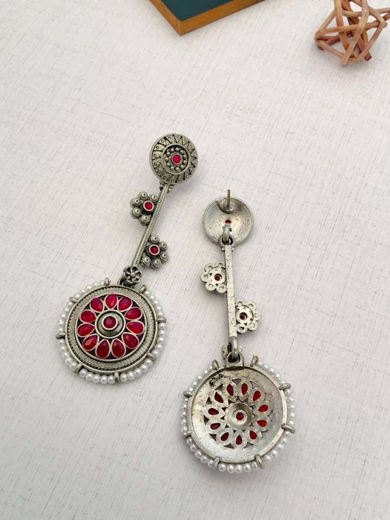 Limited Edition High Quality German Silver Earrings : GSEarringKC106Red