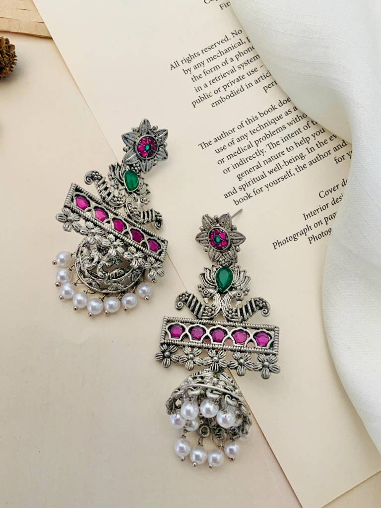 Elegant German Silver Plated Pearl Drop Earrings-Gsearringkc115R02 : GSEarringKC115R02