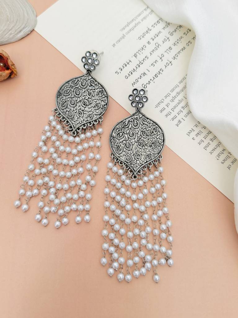 Dailywear High Quality German Silver Earrings : GSEarringKC125White
