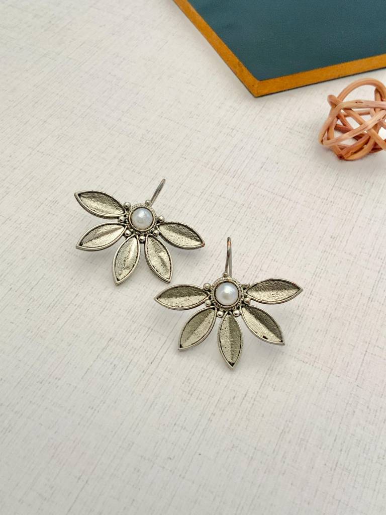 Designer German Silver Earrings For Women : GSEarringKC52White