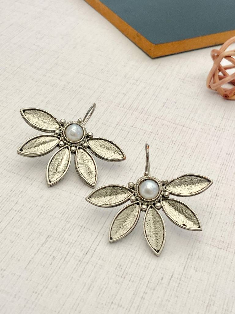 Designer German Silver Earrings For Women : GSEarringKC52White