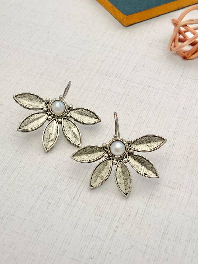Designer German Silver Earrings For Women : GSEarringKC52White