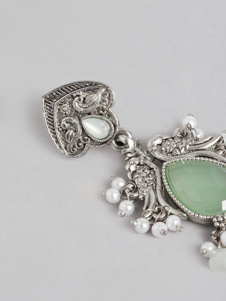 Stunning Meena Work Baby Pink German Silver Earrings : GSEarringKC70