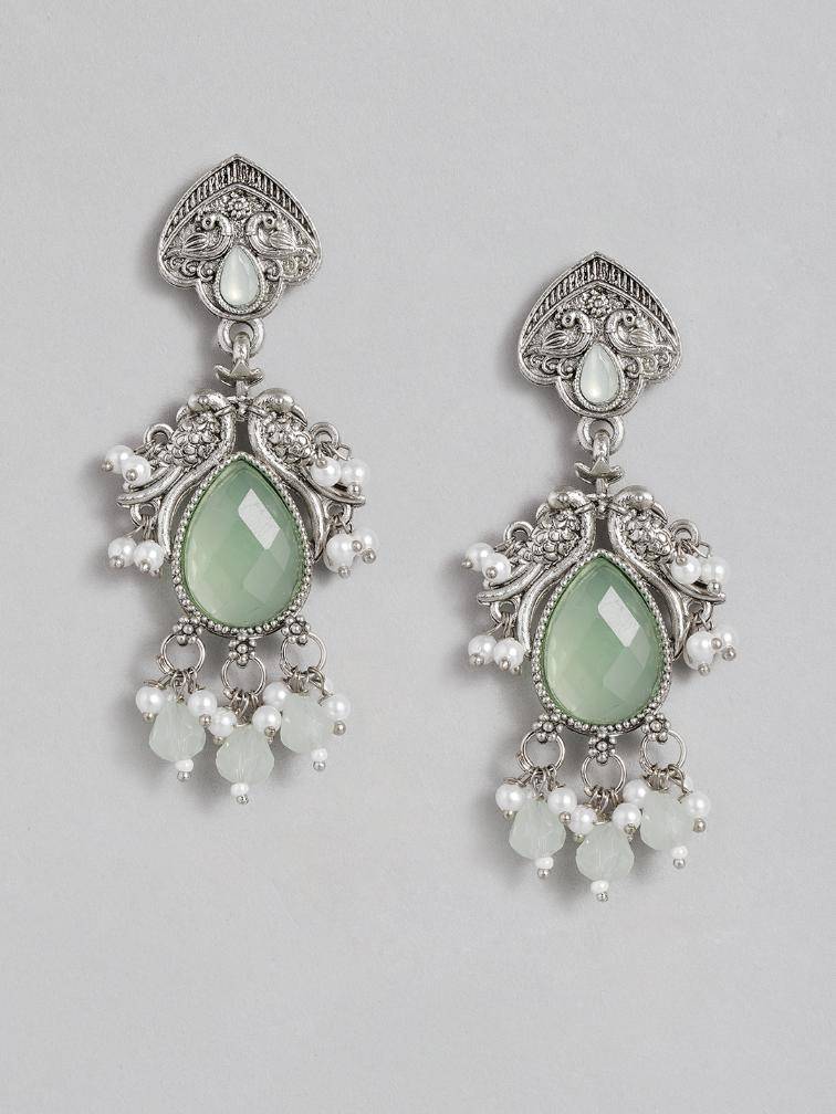 Stunning Meena Work Baby Pink German Silver Earrings : GSEarringKC70