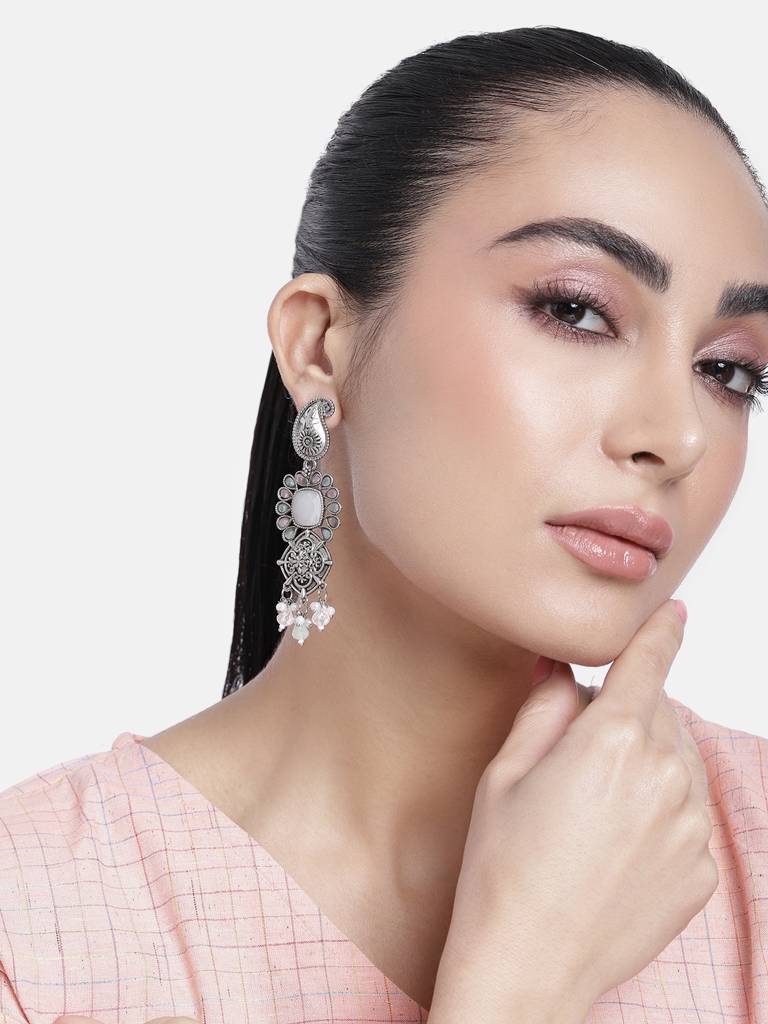 Long Contemporary German Silver Earrings : GSEarringKC84