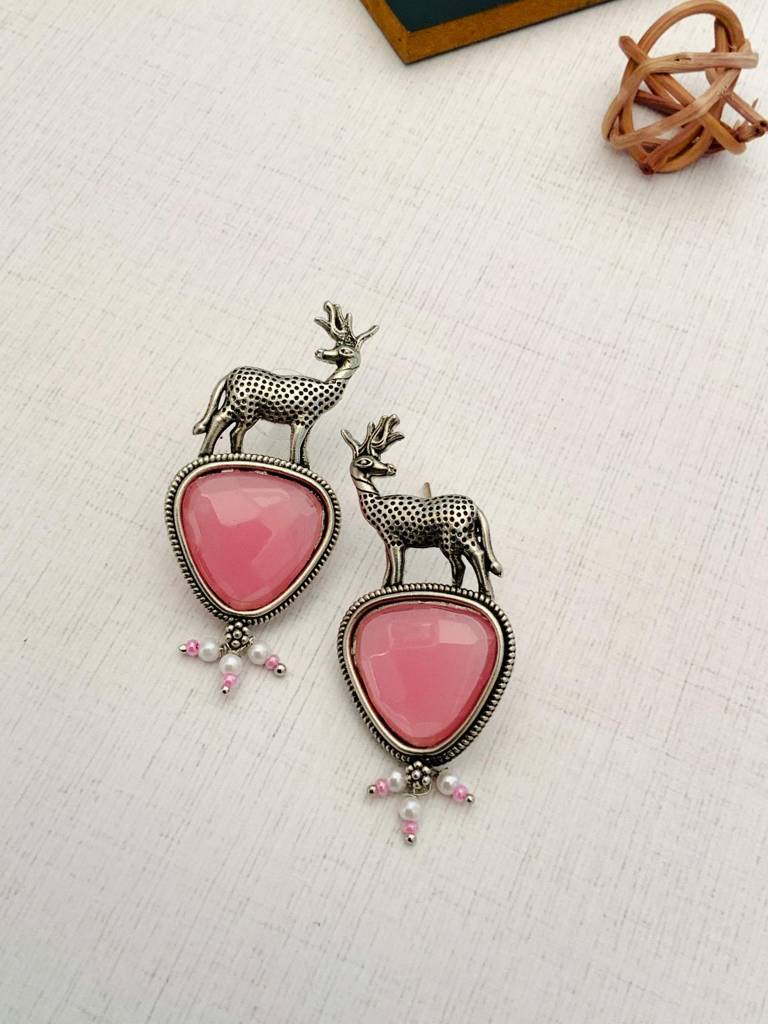 Dashing German Silver Earrings For Women : GSEarringKC95Pink