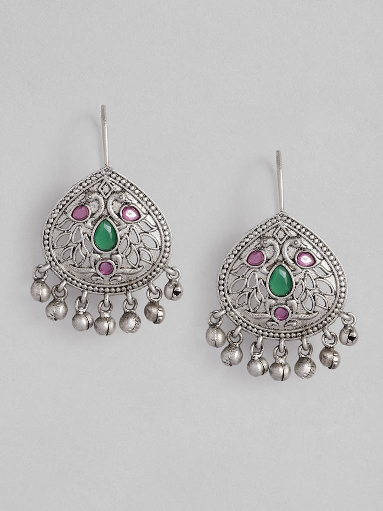 German Silver Enthralling Earrings Designs For Women : GSEarringKC99Multi