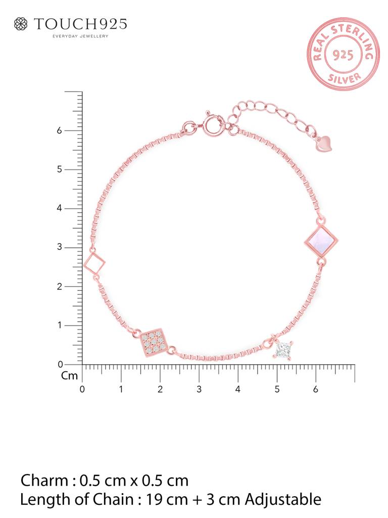 Geometric Rose Gold-Toned Station Bracelet For Women : GULB1881