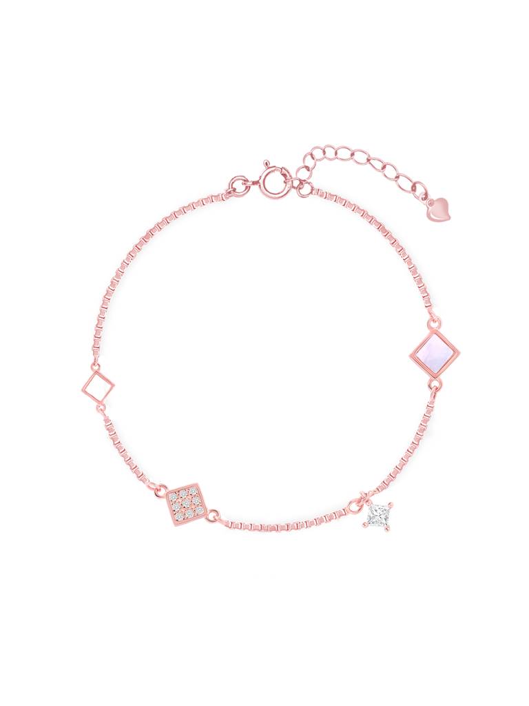 Geometric Rose Gold-Toned Station Bracelet For Women : GULB1881