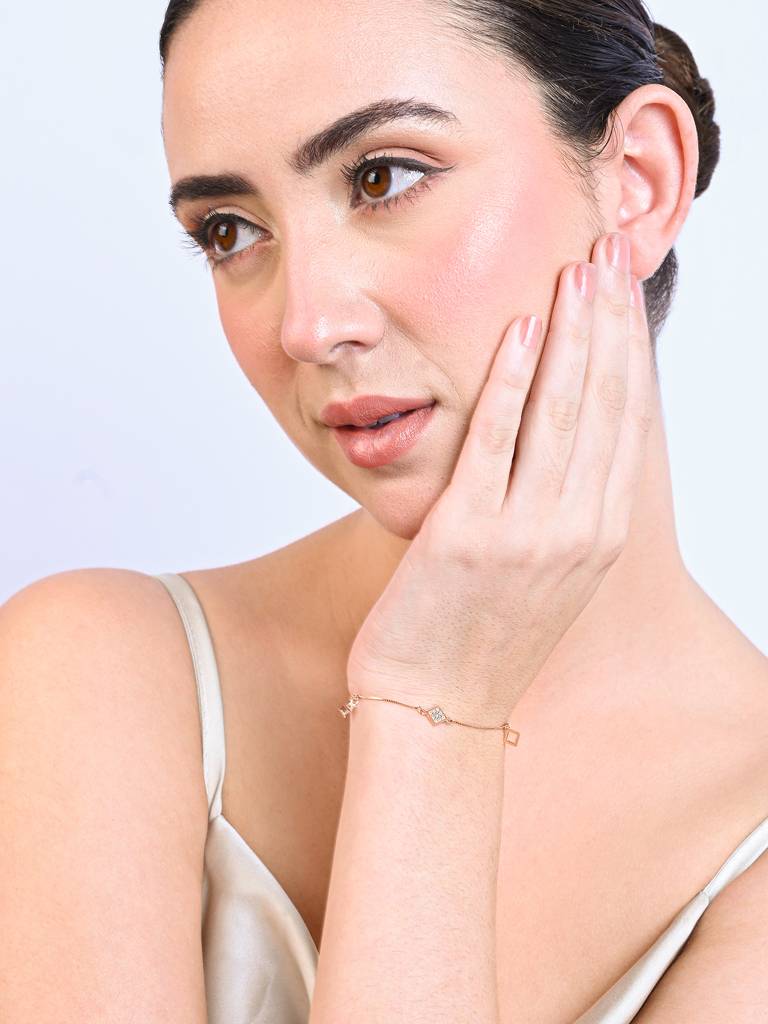 Geometric Rose Gold-Toned Station Bracelet For Women : GULB1881