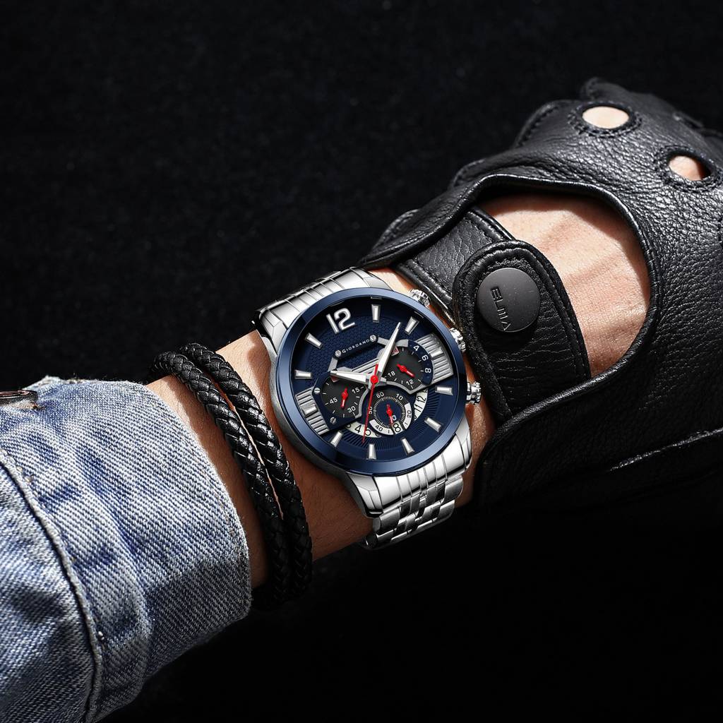 Giordano Analog Wrist Watch For Men Stylish Metal Strap With Water Resistant Multifuntion Mechanism Watch Gz-50032 : GZ-50032-11