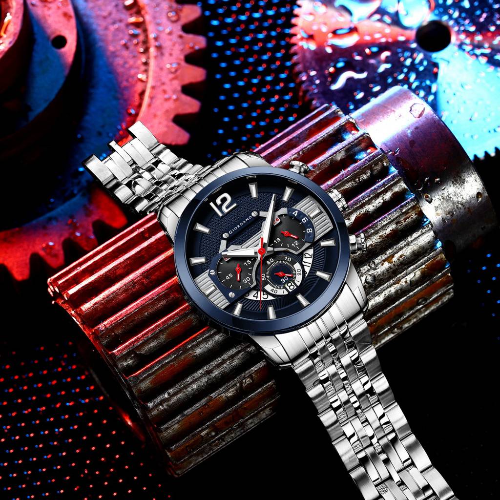 Giordano Analog Wrist Watch For Men Stylish Metal Strap With Water Resistant Multifuntion Mechanism Watch Gz-50032 : GZ-50032-11