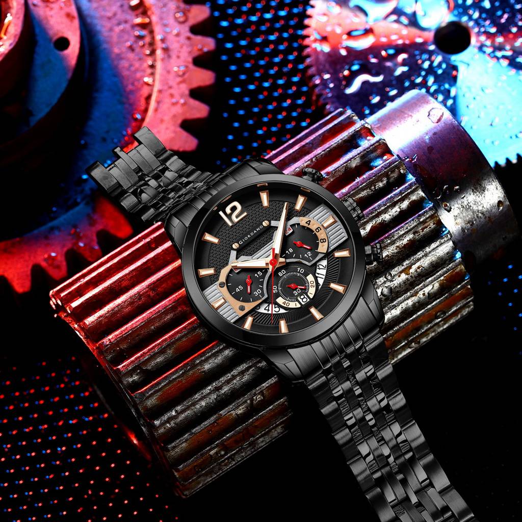 Giordano Analog Wrist Watch For Men Stylish Metal Strap With Water Resistant Multifuntion Mechanism Watch Gz-50032 : GZ-50032-22
