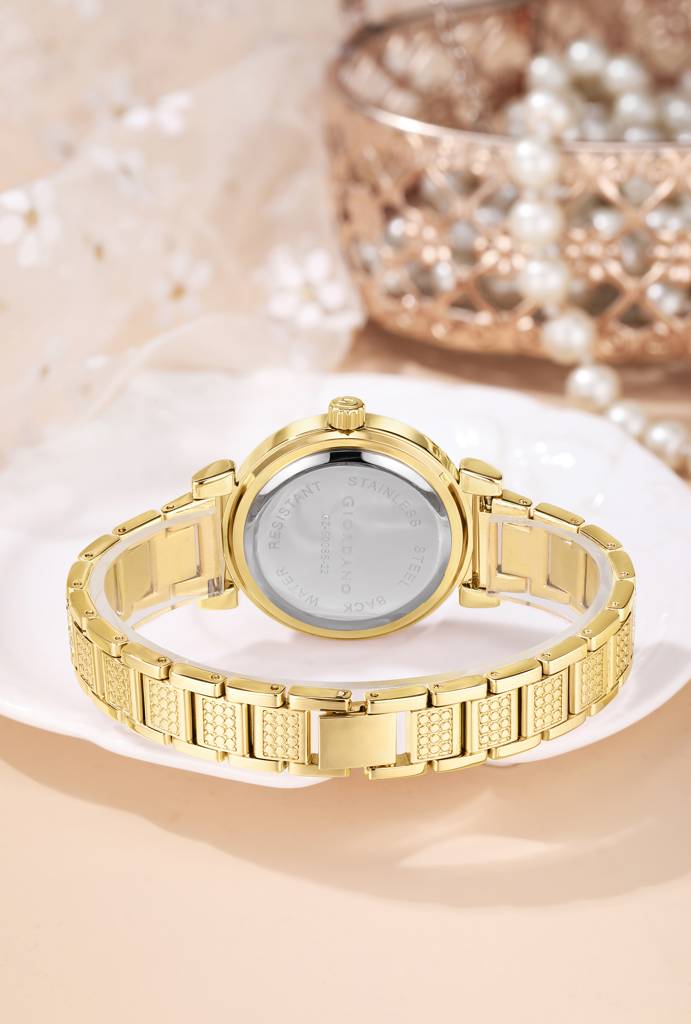 Giordano Luxury Analog Watch For Women - Elegant Crystal Design With Sub Dial And Diamond Studed Statinless Stee : GZ-60086-22