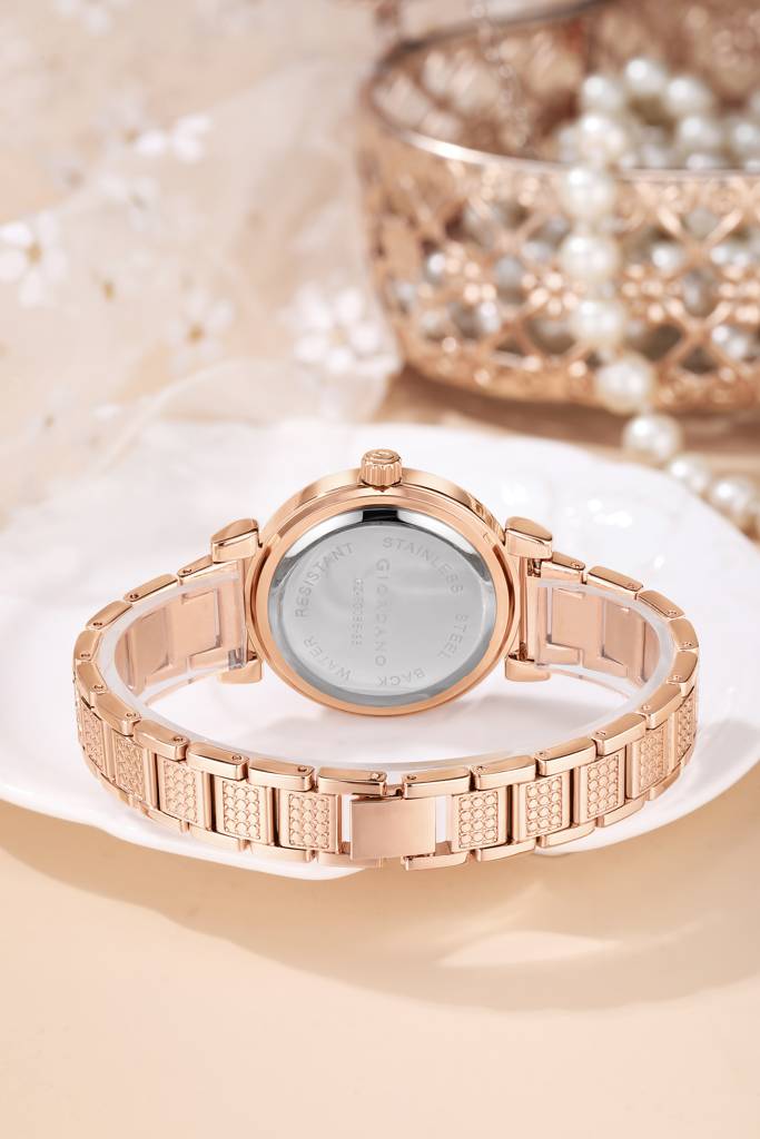 Giordano Luxury Analog Watch For Women - Elegant Crystal Design With Sub Dial And Diamond Studed Statinless Stee : GZ-60086-33