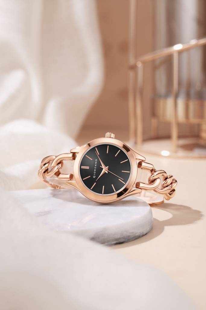 Giordano Modern Analog Watch For Women Â Sleek Dial With Unique Chain-Link Bracelet And Stylish Stainless Stee : GZ-60087-11