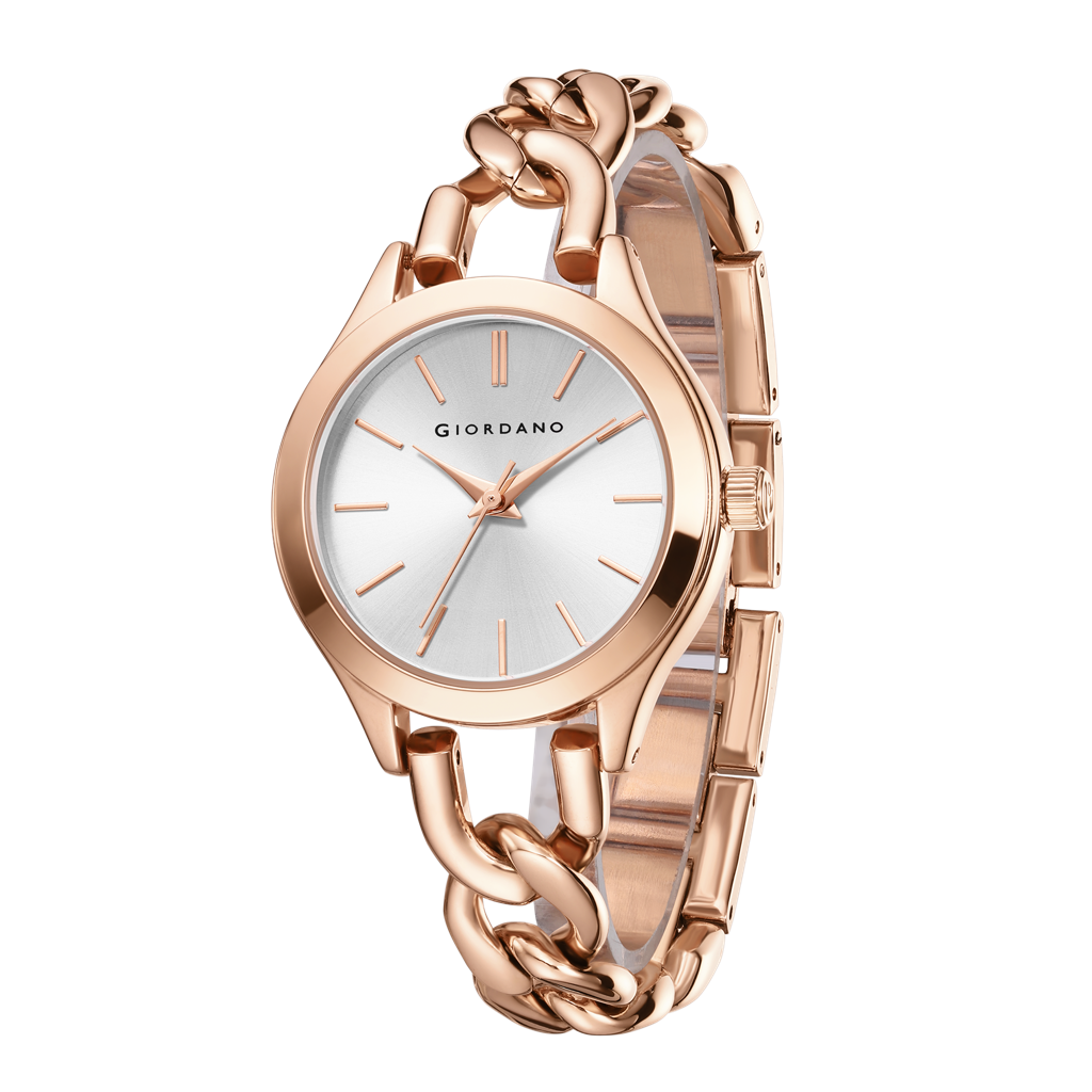 Giordano Modern Analog Watch For Women Â Sleek Dial With Unique Chain-Link Bracelet And Stylish Stainless Stee : GZ-60087-22