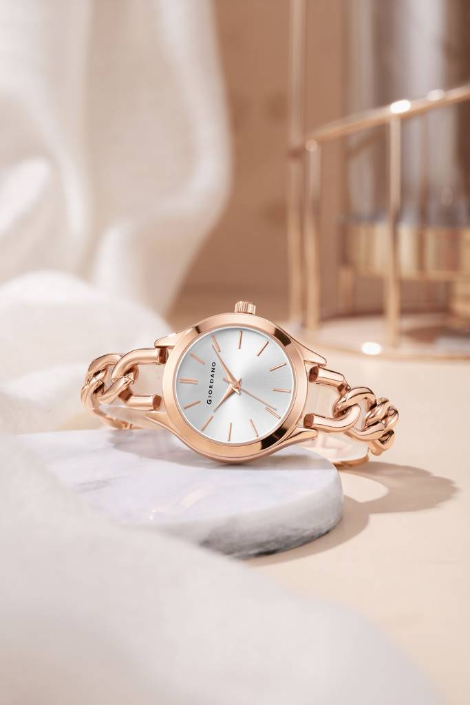 Giordano Modern Analog Watch For Women Â Sleek Dial With Unique Chain-Link Bracelet And Stylish Stainless Stee : GZ-60087-22