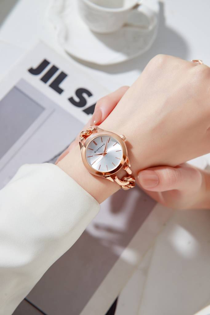 Giordano Modern Analog Watch For Women Â Sleek Dial With Unique Chain-Link Bracelet And Stylish Stainless Stee : GZ-60087-22