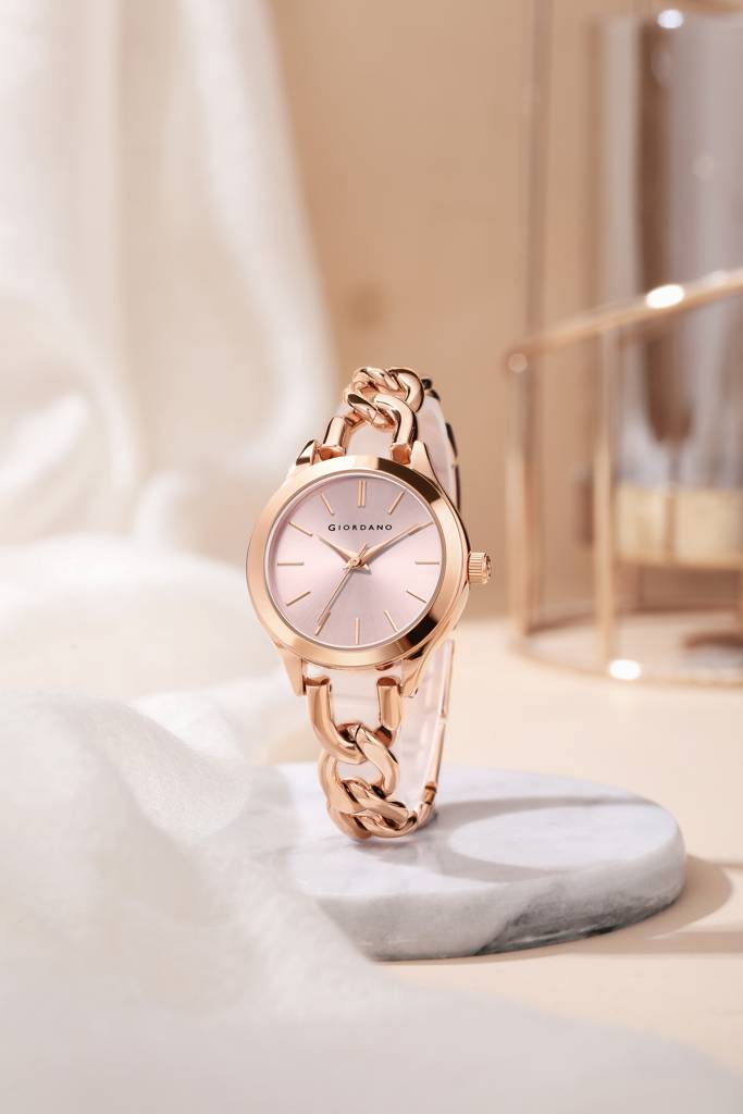 Giordano Modern Analog Watch For Women Â Sleek Dial With Unique Chain-Link Bracelet And Stylish Stainless Stee : GZ-60087-33