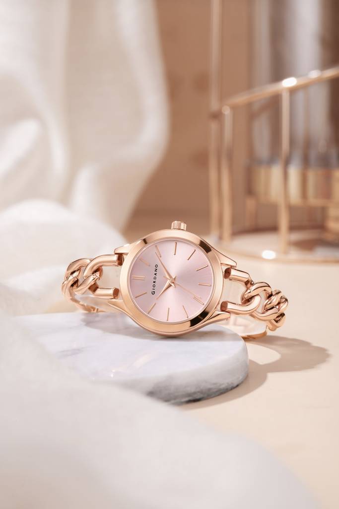 Giordano Modern Analog Watch For Women Â Sleek Dial With Unique Chain-Link Bracelet And Stylish Stainless Stee : GZ-60087-33