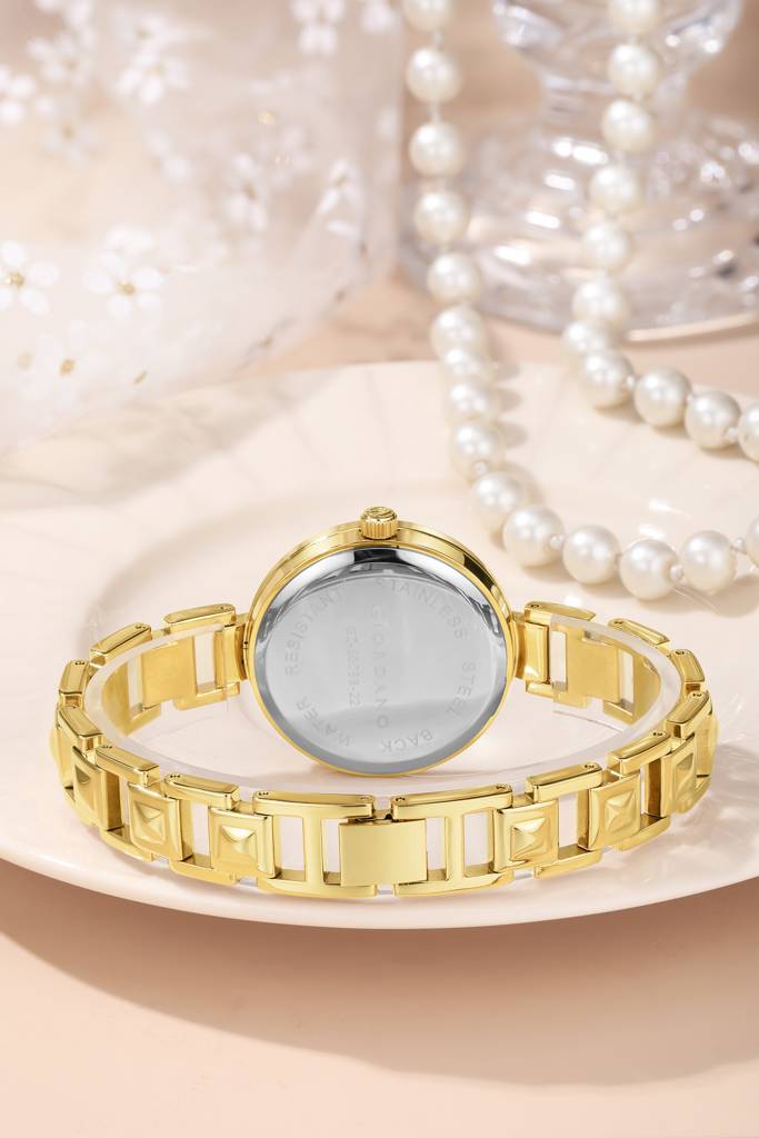 Giordano Luxury Watch For Women Â Sleek Dial With Gold Accents And Two-Tone Stone Studded Stainless Steel Stra : GZ-60088-44