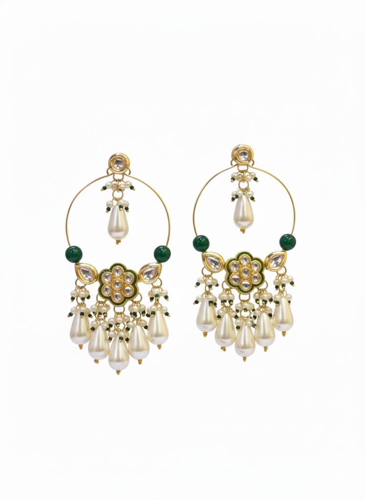 Meenakari Chandbali Kundan Hoop Earrings : BSJ-68