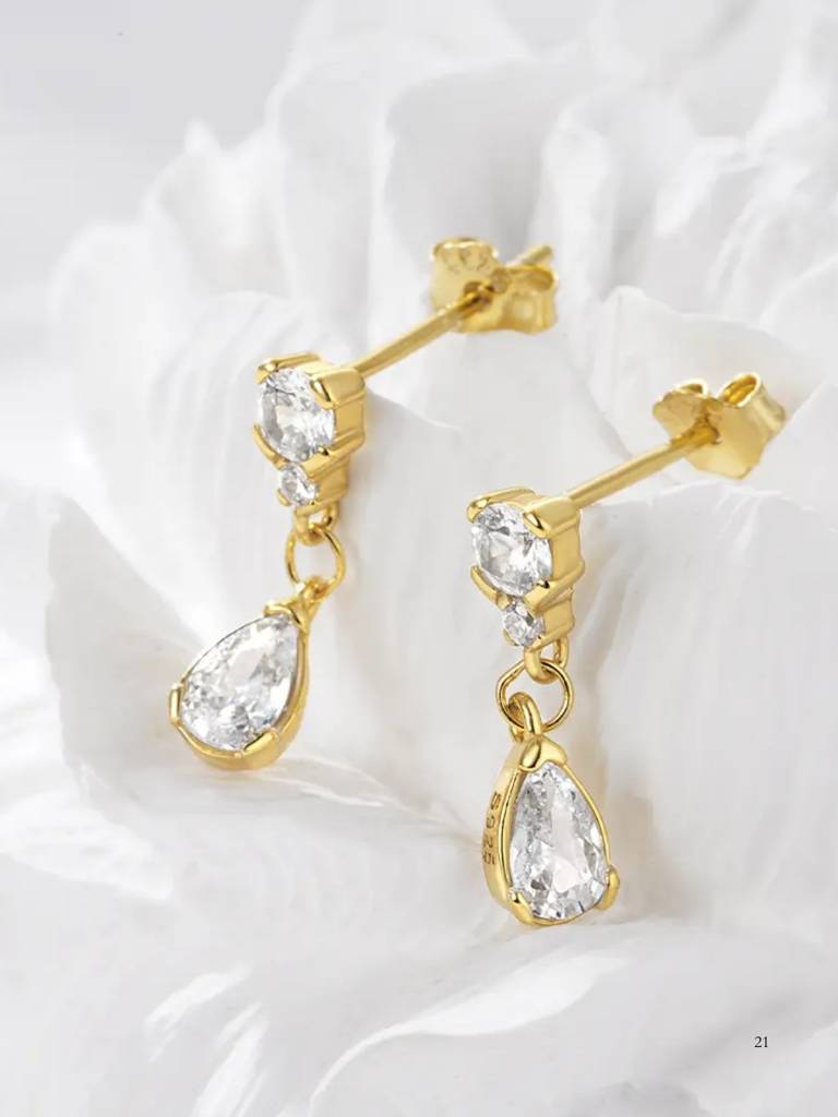 Brd Jewelry Elegant Gold-Plated Sterling Silver Teardrop Dangle Earrings For Women & Girls : B0E15GSZ2