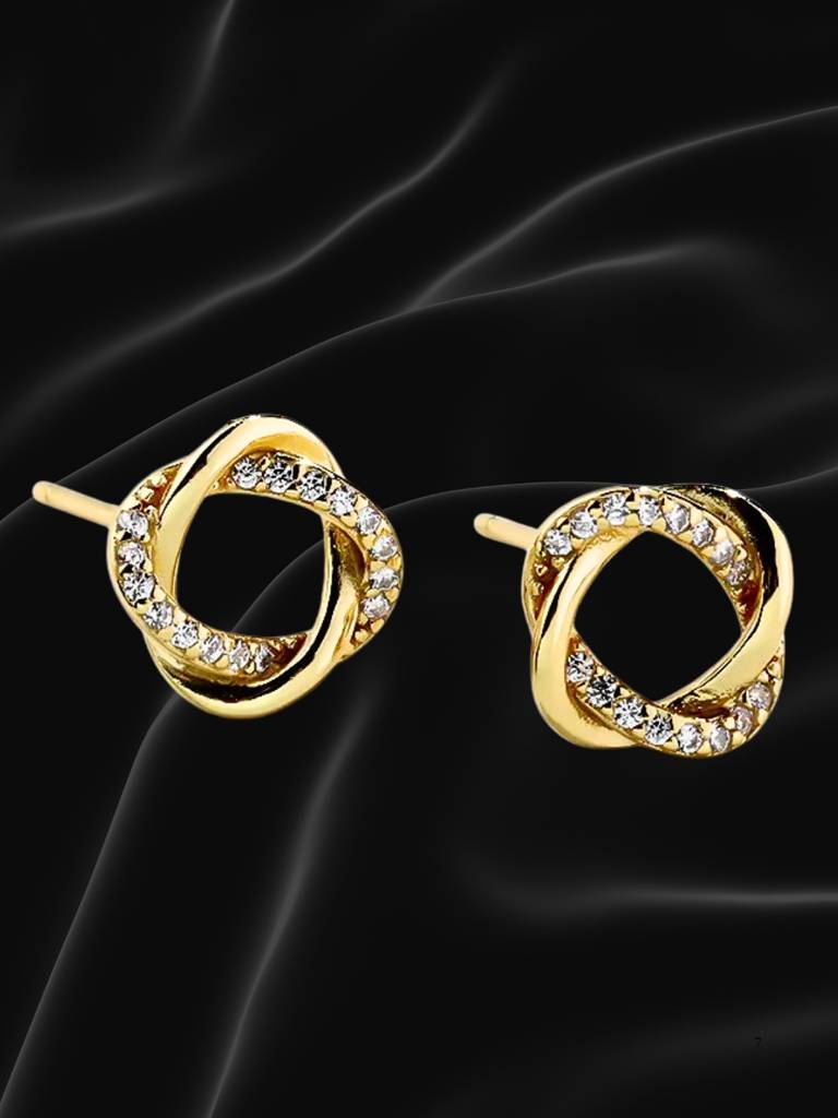 925 Sterling Silver Gold Plated Knot Earrings I 18K Gold Plated Earrings For Women & Girls : BRD293211