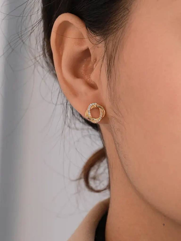 925 Sterling Silver Gold Plated Knot Earrings I 18K Gold Plated Earrings For Women & Girls : BRD293211