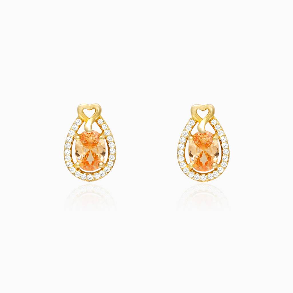 Golden Peach Tear Drop Earrings : ER0315