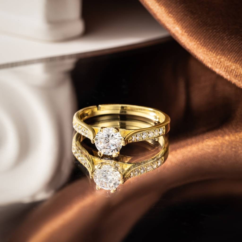 Brd Jewelry Gold Plated Valentine Silver Ring, Adjustable Gold Rings For Women & Girls : B0DS5X91N8