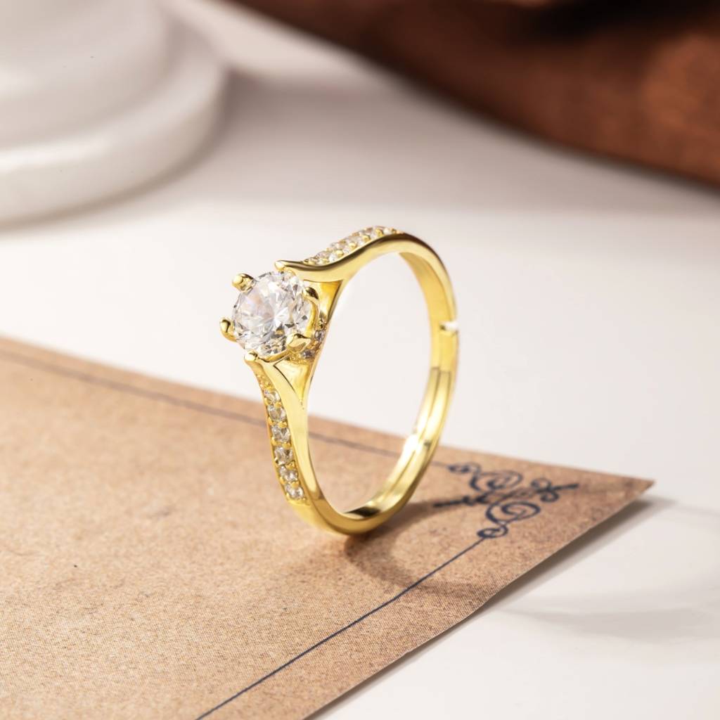 Brd Jewelry Gold Plated Valentine Silver Ring, Adjustable Gold Rings For Women & Girls : B0DS5X91N8