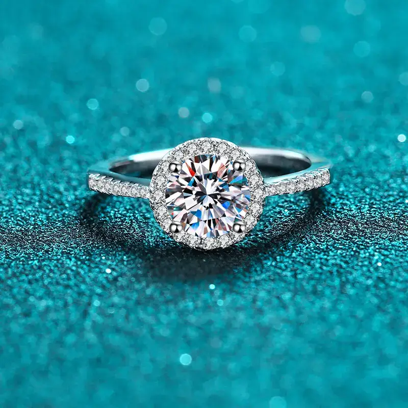 1 Ct Gra Certified Halo Moissanite Ring; D Vvs1 : BX167-J